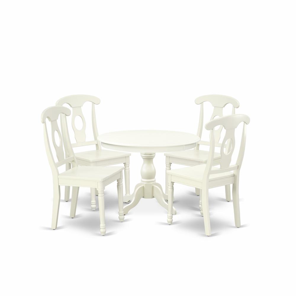 5 Piece Kitchen Set - Linen White Kitchen Table And 4 Linen White Dining Room Chairs And Dining Tables By East West Furniture | Dining Sets | Modishstore