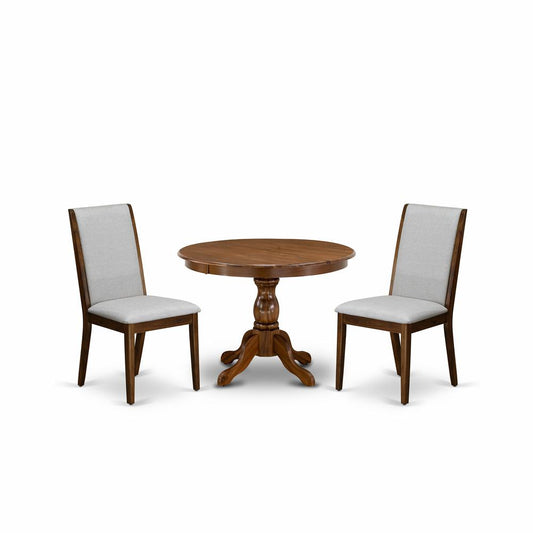 3 Piece Table And Chairs Dining Set - Acacia Walnut Dining Table And 2 Grey Dining Chairs By East West Furniture | Dining Sets | Modishstore