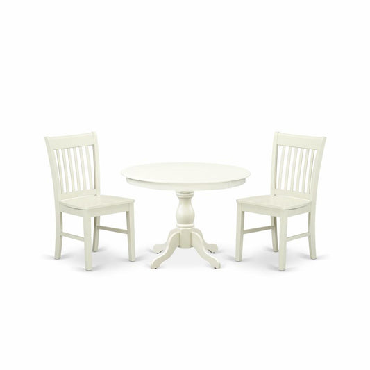 3 Piece Dining Room Table Set - Linen White Dining Table And 2 Linen White Dining Chairs By East West Furniture | Dining Sets | Modishstore