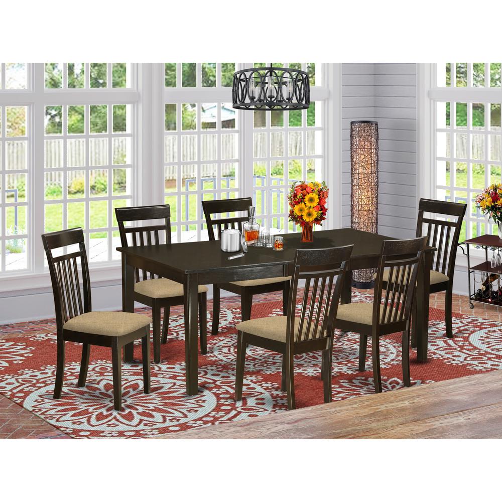 Heca7-Cap-C 7 Pc Formal Dining Room Set-Dinette Table Featuring Leaf And 6 Dining Chairs. By East West Furniture | Dining Sets | Modishstore - 2