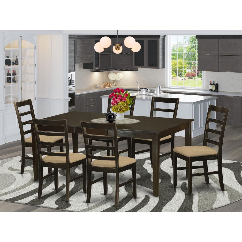 Hepf7-Cap-C 7 Pc Dining Room Set-Dinette Table With Leaf And 6 Dining Chairs. By East West Furniture | Dining Sets | Modishstore - 2