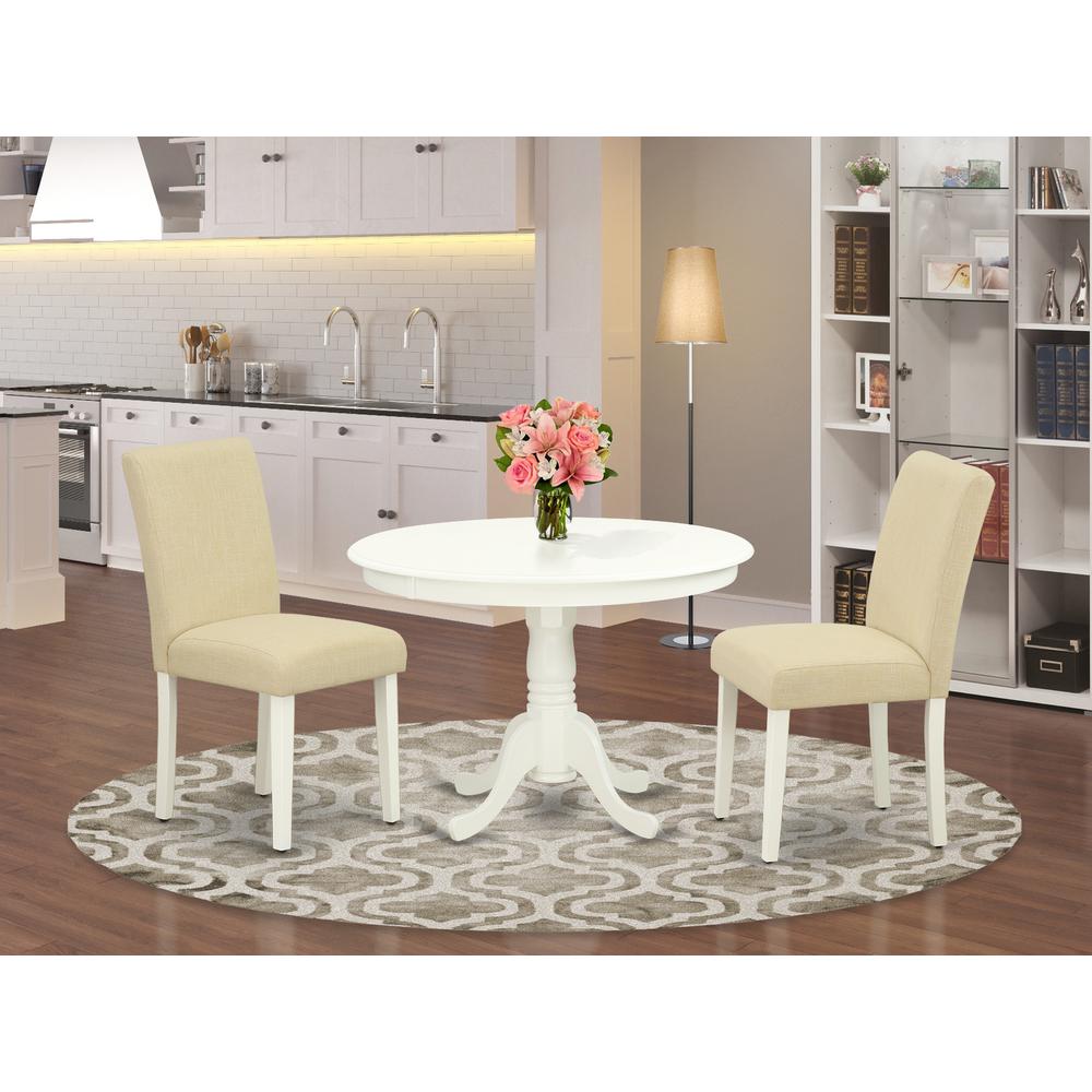 Dining Room Set Linen White HLAB3-LWH-02 By East West Furniture | Dining Sets | Modishstore