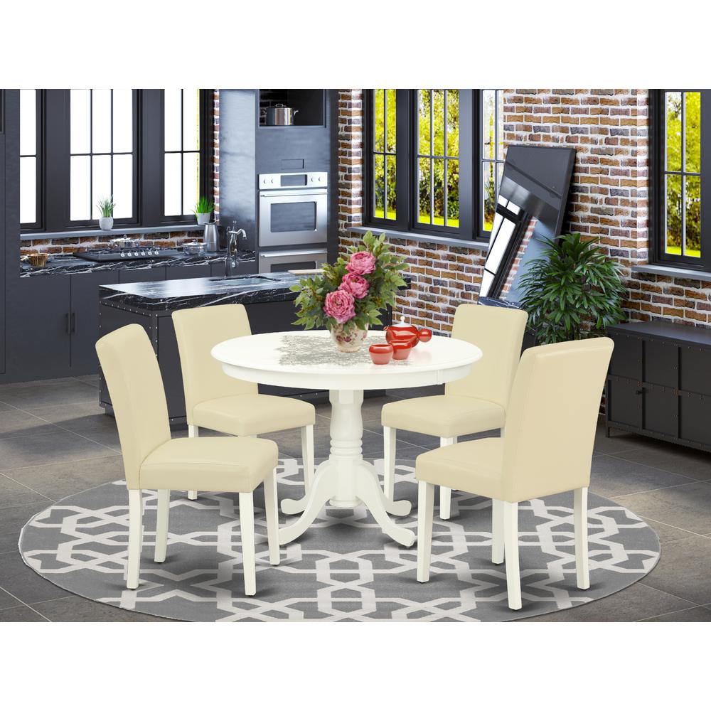 Dining Room Set Linen White HLAB5-LWH-64 By East West Furniture | Dining Sets | Modishstore