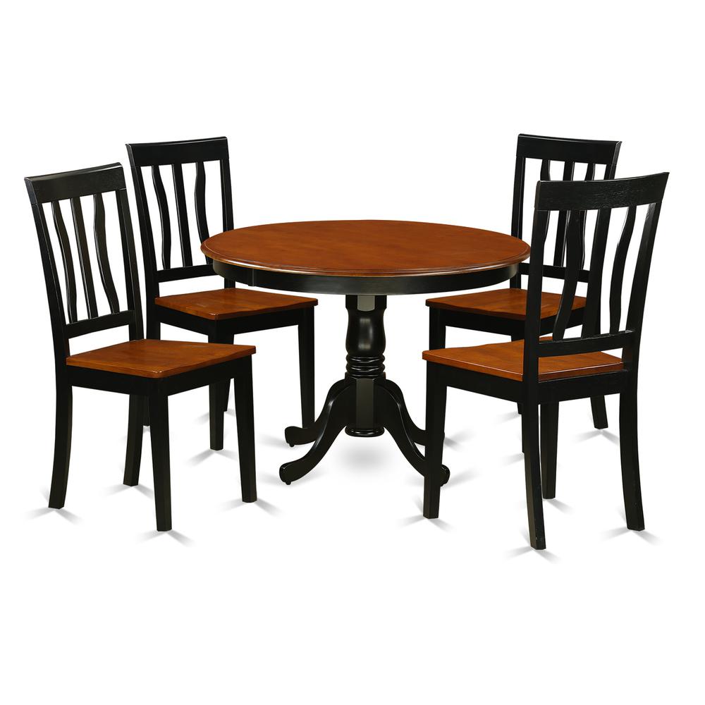 5 Pc Set With A Round Dinette Table And 4 Wood Dinette Chairs In Black And Cherry By East West Furniture | Dining Sets | Modishstore - 2