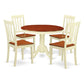 5 Pc Set With A Round Small Table And 4 Wood Dinette Chairs In Buttermilk And Cherry . By East West Furniture - Hlan5-Bmk-W | Dining Sets | Modishstore - 2
