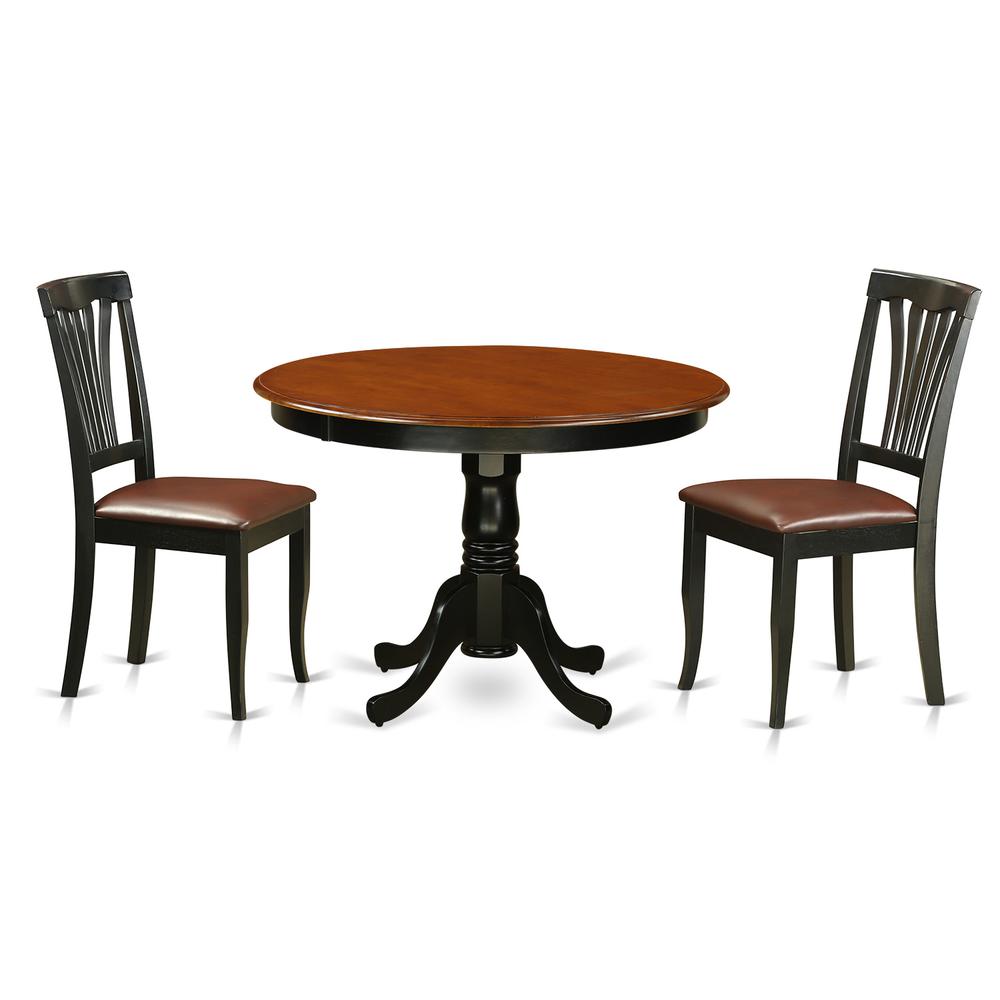 3 Pc Set With A Round Small Table And 2 Leather Dinette Chairs In Black By East West Furniture | Dining Sets | Modishstore - 2
