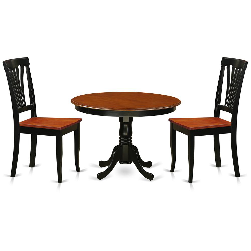 3 Pc Set With A Round Table And 2 Wood Dinette Chairs In Black And Cherry By East West Furniture - Hlav3-Bch-W | Dining Sets | Modishstore - 2