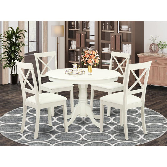 Dining Room Set Linen White HLBO5-LWH-LC By East West Furniture | Dining Sets | Modishstore