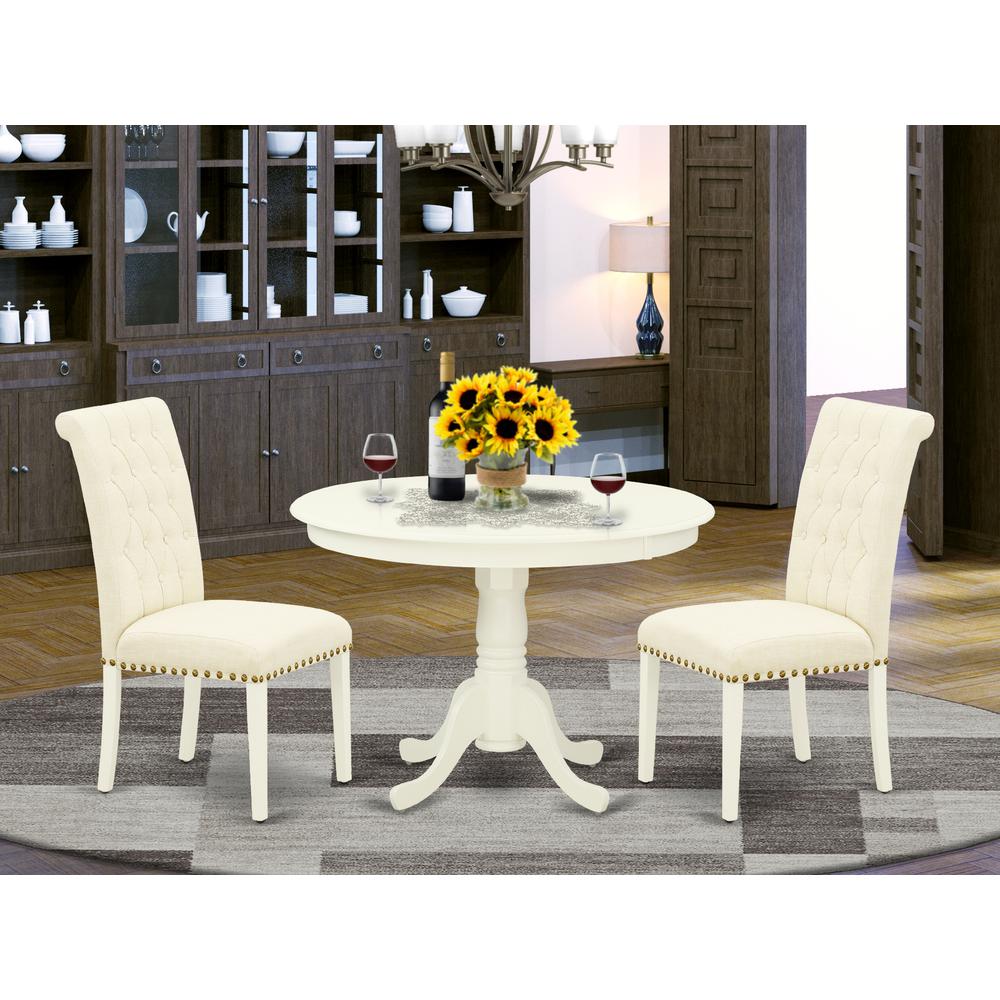 Dining Room Set Linen White HLBR3-LWH-02 By East West Furniture | Dining Sets | Modishstore