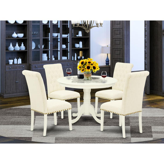 Dining Room Set Linen White HLBR5-LWH-02 By East West Furniture | Dining Sets | Modishstore