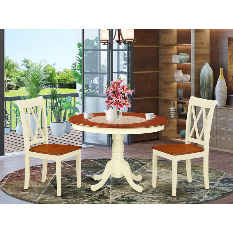 Dining Room Set Buttermilk & Cherry HLCL3-BMK-W By East West Furniture | Dining Sets | Modishstore