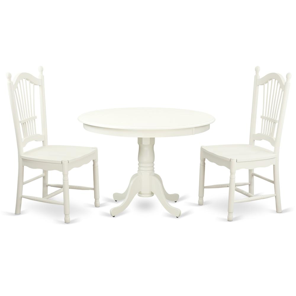 3 Pc Set With A Round Dinette Table And 2 Wood Dinette Chairs In Linen White By East West Furniture | Dining Sets | Modishstore - 2