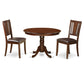 3 Pc Set With A Round Kitchen Table And 2 Leather Dinette Chairs In Mahogany By East West Furniture | Dining Sets | Modishstore - 2
