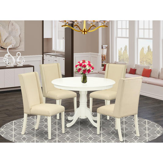 Dining Room Set Linen White HLFL5-LWH-01 By East West Furniture | Dining Sets | Modishstore