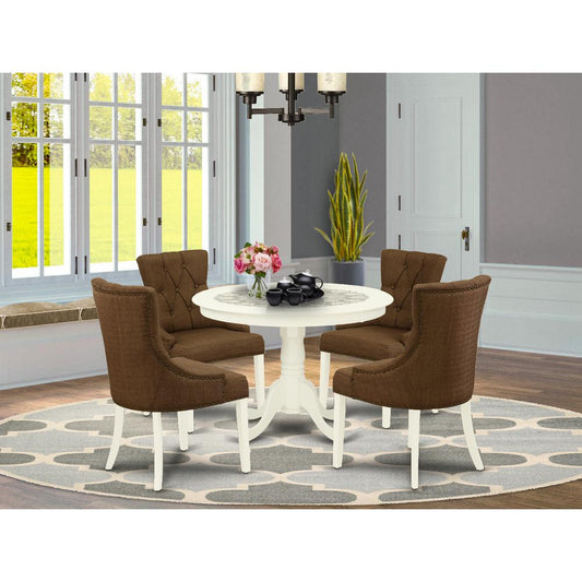 Dining Room Set Linen White HLFR5-LWH-18 By East West Furniture | Dining Sets | Modishstore