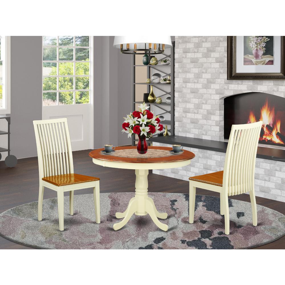 Dining Room Set Buttermilk & Cherry HLIP3-BMK-W By East West Furniture | Dining Sets | Modishstore