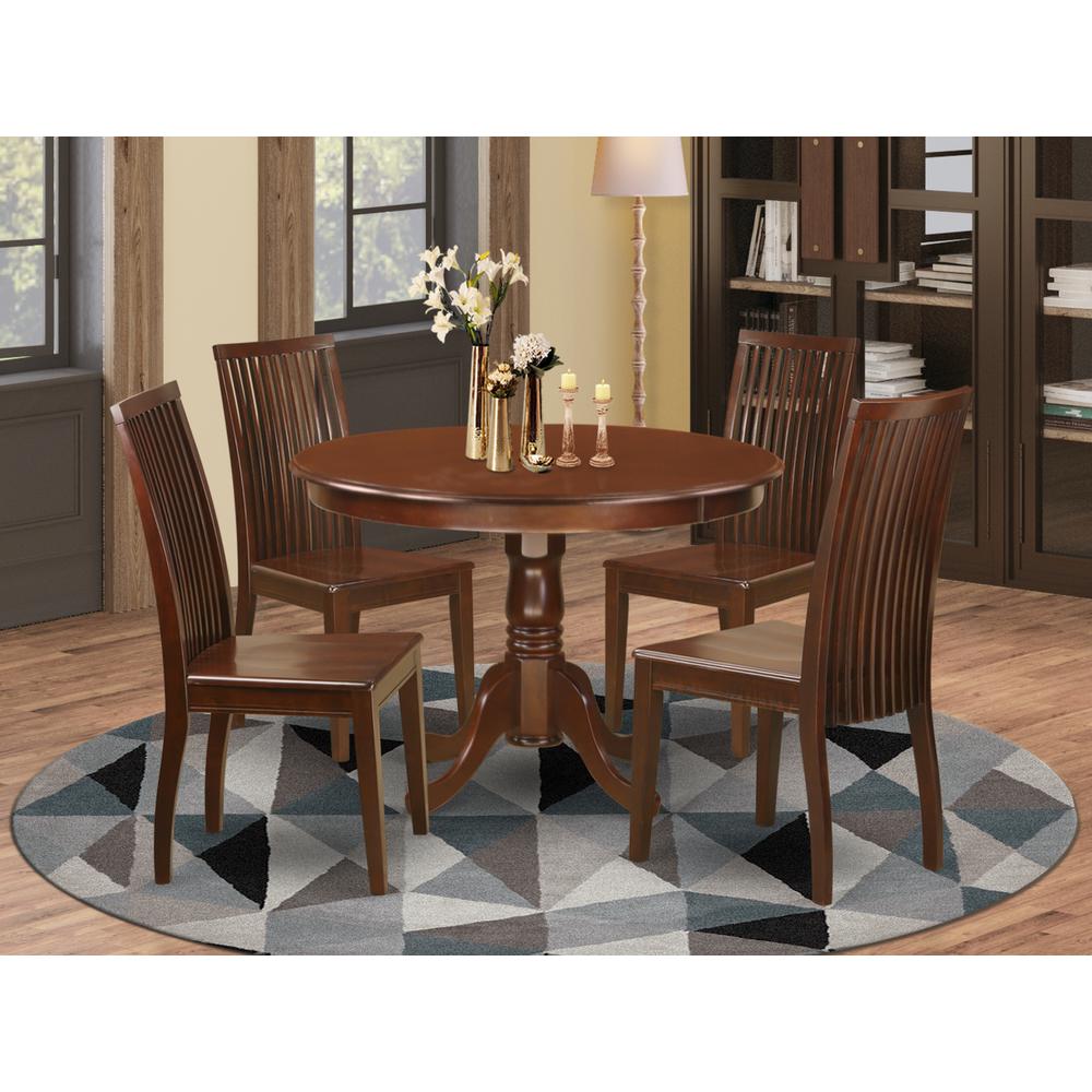 Dining Room Set Mahogany HLIP5-MAH-W By East West Furniture | Dining Sets | Modishstore
