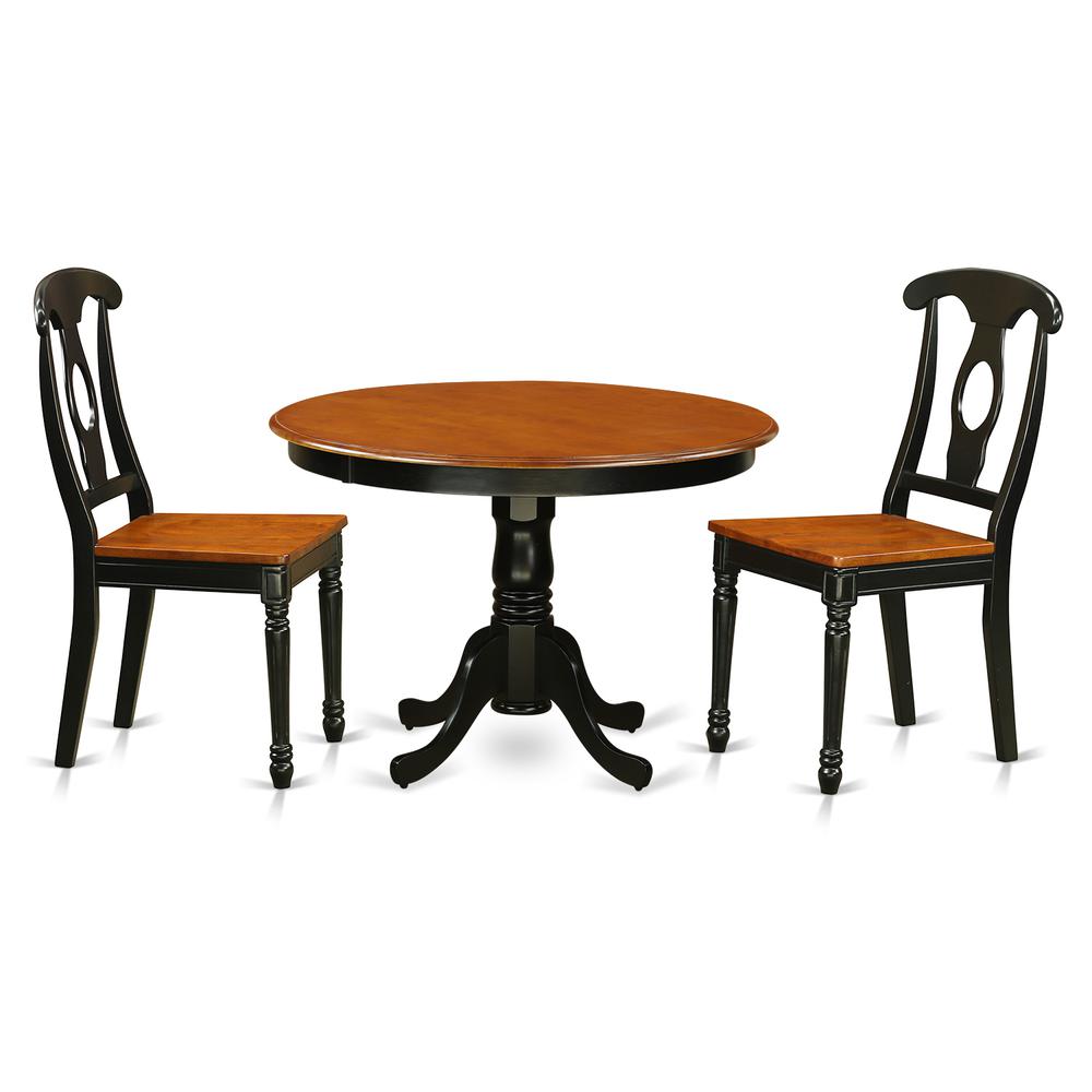 3 Pc Set With A Round Small Table And 2 Wood Dinette In Black And Cherry . By East West Furniture | Dining Sets | Modishstore - 2