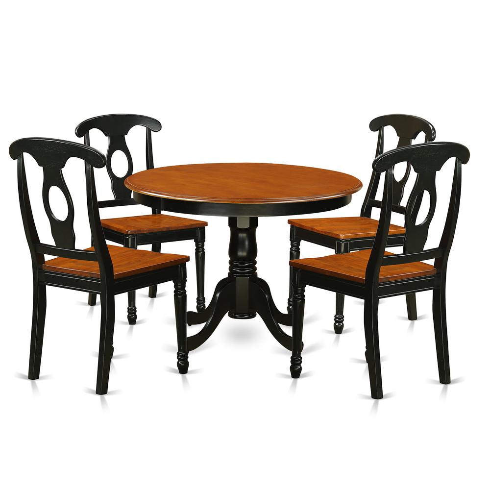 5 Pc Set With A Round Dinette Table And 4 Leather Kitchen Chairs In Black And Cherry . By East West Furniture | Dining Sets | Modishstore - 2