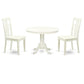 3 Pc Set With A Round Small Table And 2 Wood Dinette Chairs In Linen White By East West Furniture | Dining Sets | Modishstore - 2
