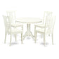 5 Pc Set With A Round Dinette Table And 4 Wood Dinette Chairs In Linen White By East West Furniture - Hllg5-Lwh-W | Dining Sets | Modishstore - 2