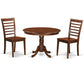 3 Pc Set With A Round Table And 2 Wood Dinette Chairs In Mahogany By East West Furniture | Dining Sets | Modishstore - 2