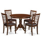 5 Pc Set With A Round Kitchen Table And 4 Leather Kitchen Chairs In Mahogany By East West Furniture | Dining Sets | Modishstore - 2