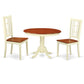 3 Pc Set With A Round Small Table And 2 Wood Dinette Chairs In Buttermilk And Cherry . By East West Furniture - Hlni3-Bmk-W | Dining Sets | Modishstore - 2