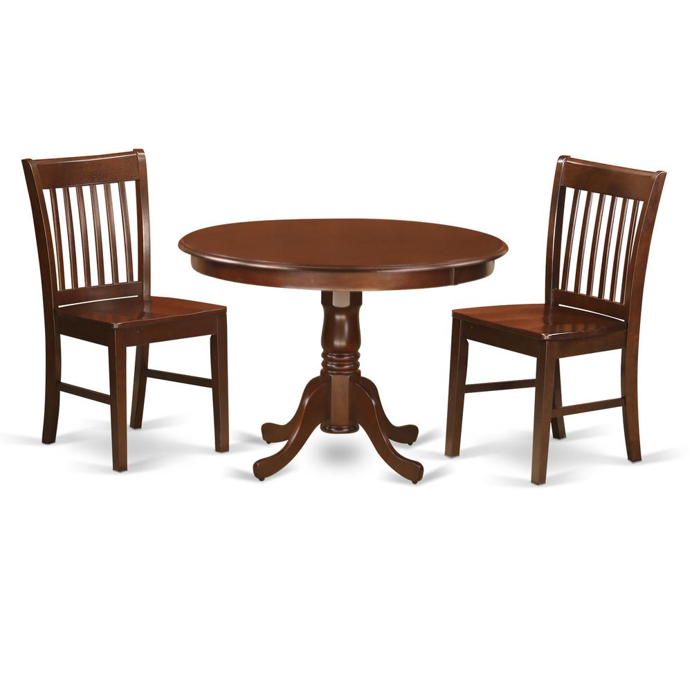 3 Pc Set With A Round Kitchen Table And 2 Wood Dinette Chairs In Mahogany By East West Furniture | Dining Sets | Modishstore - 2