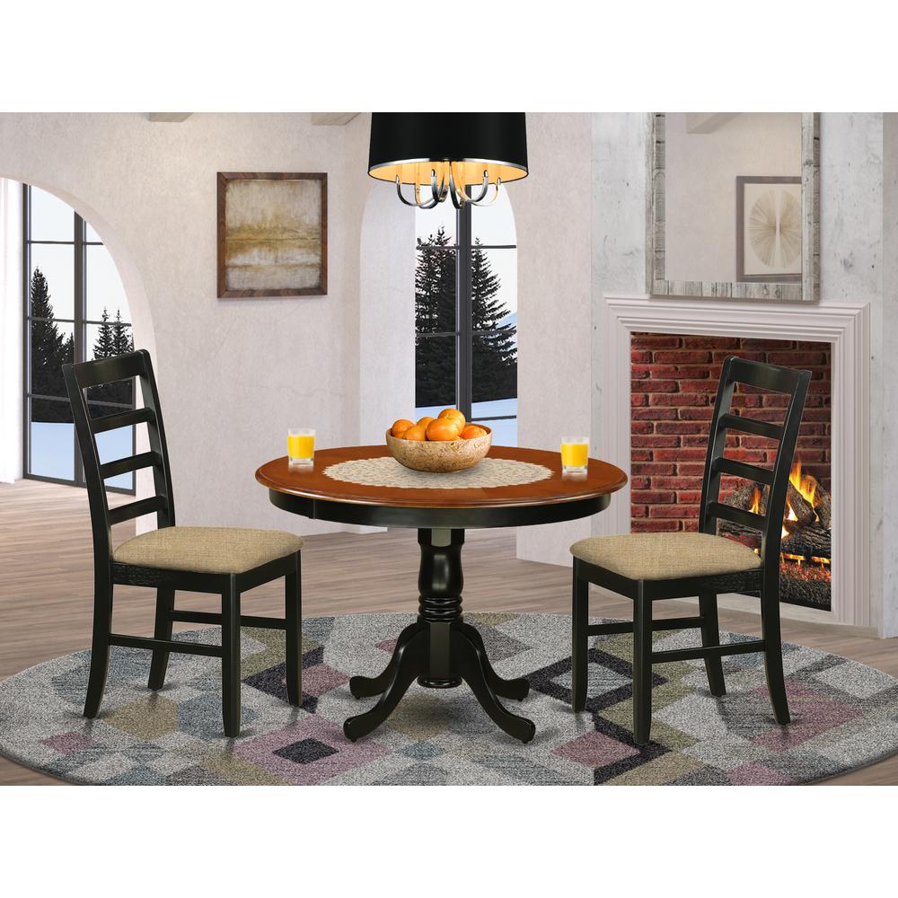 3 Pc Set With A Dining Table And 2 Dinette Chairs In Black And Cherry By East West Furniture | Dining Sets | Modishstore - 2
