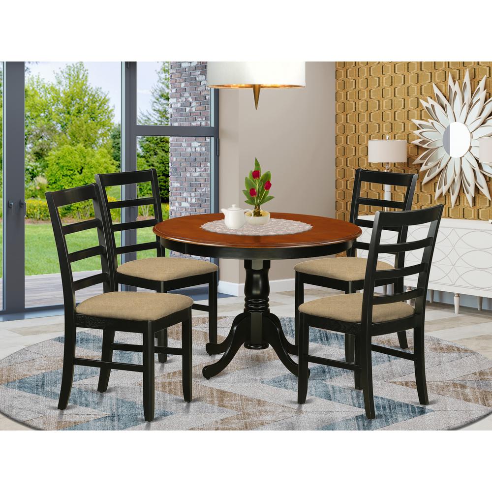 5 Pc Set With A Kitchen Table And 4 Linen Dinette Chairs In Black And Cherry By East West Furniture | Dining Sets | Modishstore - 2
