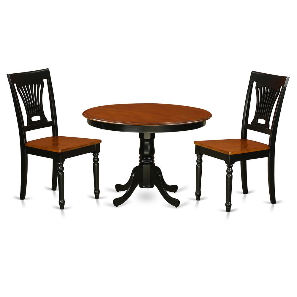 3 Pc Set With A Round Dinette Table And 2 Wood Kitchen Chairs In Black And Cherry . By East West Furniture | Dining Sets | Modishstore - 2