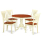 5 Pc Set With A Round Small Table And 4 Leather Kitchen Chairs In Buttermilk And Cherry . By East West Furniture - Hlpl5-Bmk-W | Dining Sets | Modishstore - 2