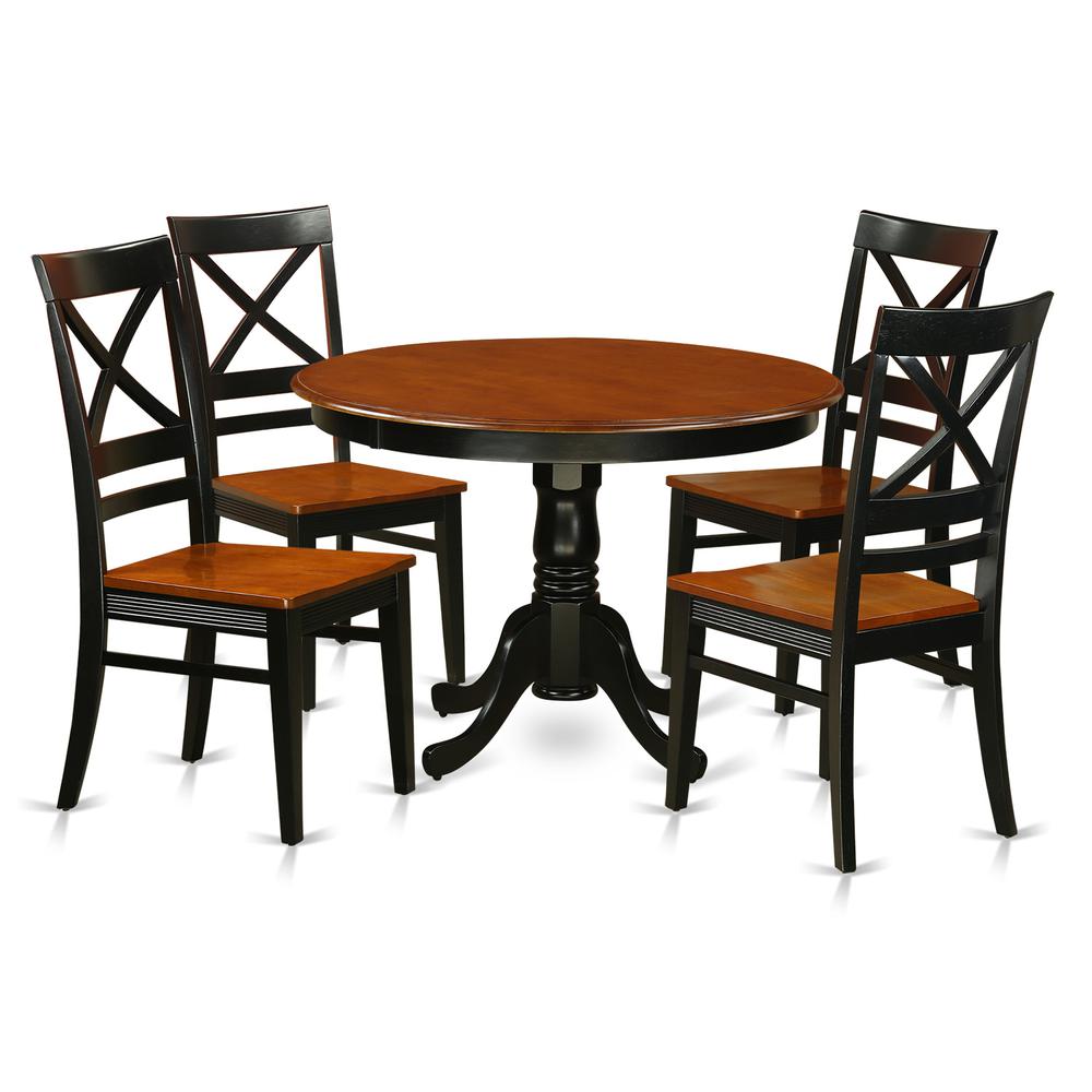 5 Pc Set With A Round Dinette Table And 4 Leather Dinette Chairs In Black And Cherry By East West Furniture | Dining Sets | Modishstore - 2