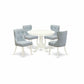 A Dining Set Of 4 Amazing Kitchen Dining Chairs With Linen Fabric Baby Blue Color And A Beautiful 42-Inch Round Dining Table With Linen White Color By East West Furniture | Dining Sets | Modishstore