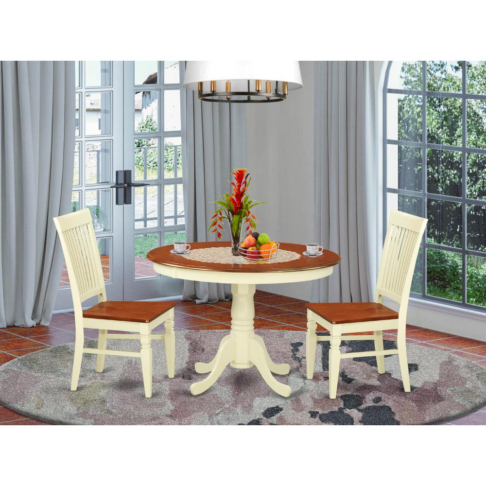 Dining Room Set Buttermilk & Cherry HLWE3-BMK-W By East West Furniture | Dining Sets | Modishstore