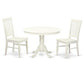 3 Pc Set With A Round Dinette Table And 2 Leather Kitchen Chairs In Linen White By East West Furniture - Hlwe3-Lwh-W | Dining Sets | Modishstore - 2