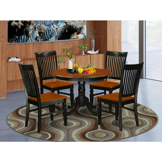 Dining Room Set Black & Cherry HLWE5-BCH-W By East West Furniture | Dining Sets | Modishstore