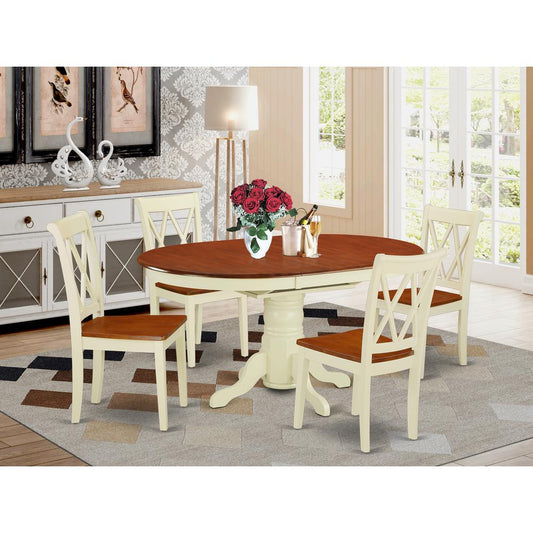 Dining Room Set Buttermilk & Cherry KECL5-BMK-W By East West Furniture | Dining Sets | Modishstore