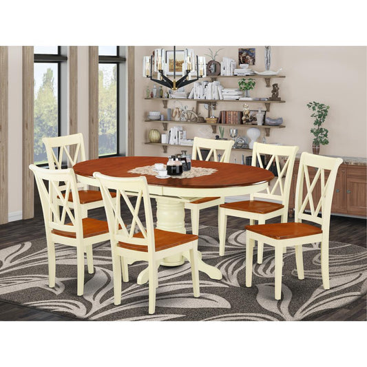 Dining Room Set Buttermilk & Cherry KECL7-BMK-W By East West Furniture | Dining Sets | Modishstore