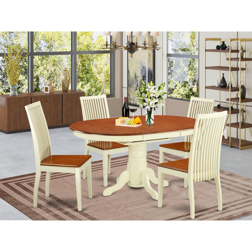 Dining Room Set Buttermilk & Cherry KEIP5-BMK-W By East West Furniture | Dining Sets | Modishstore