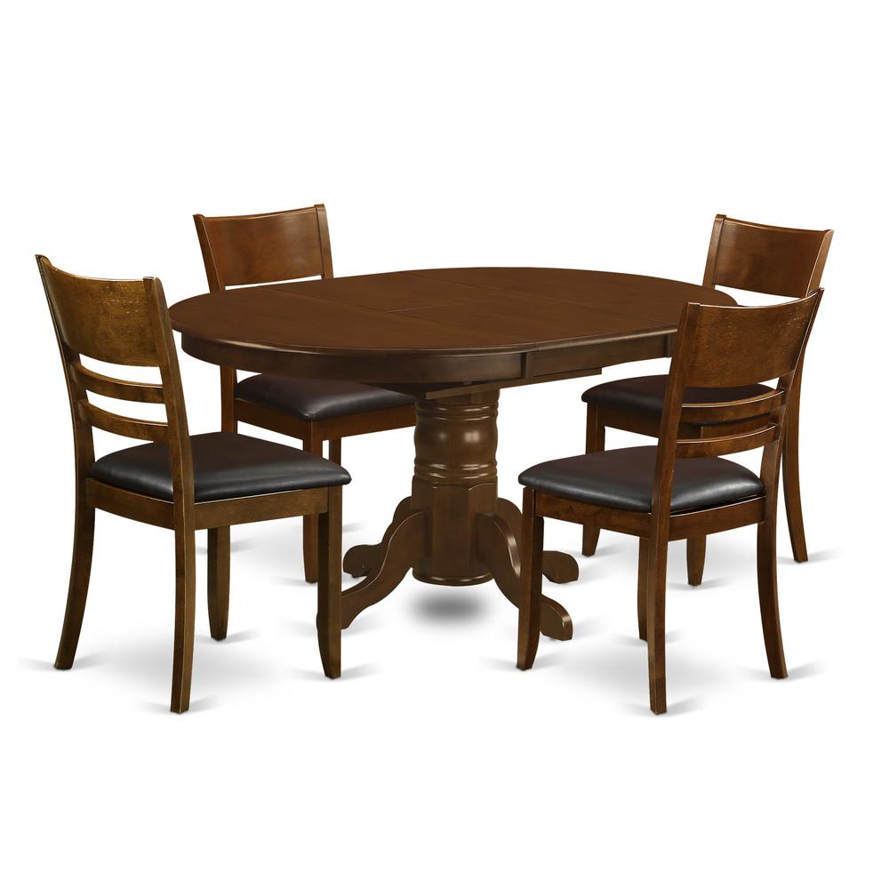 5 Pc Kenley With A 18" Leaf And 4 Leather Chairs By East West Furniture | Dining Sets | Modishstore - 2