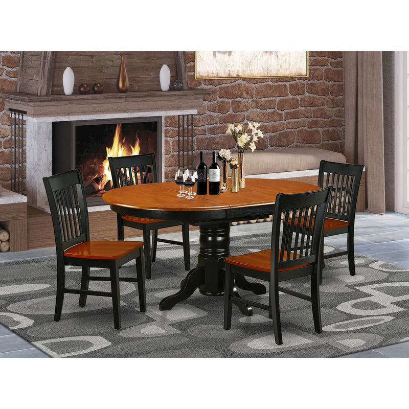 Dining Room Set Black & Cherry KENO5-BCH-W By East West Furniture | Dining Sets | Modishstore