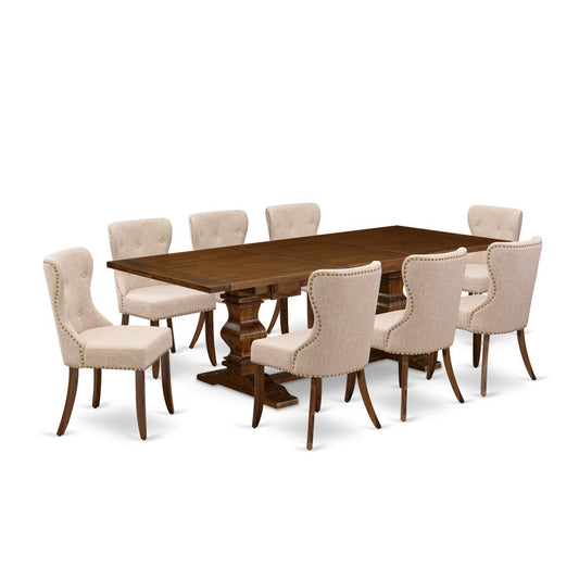 A Dinette Set Of 8 Excellent Kitchen Dining Chairs And Dining Tables By East West Furniture | Dining Sets | Modishstore