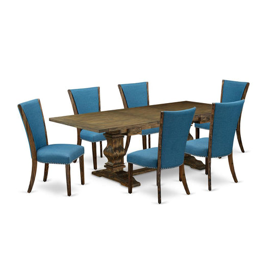 7Pc Dinette Set Offers A Dining Room Table And 6 Upholstered Dining Chairs And Dining Tables By East West Furniture | Dining Sets | Modishstore