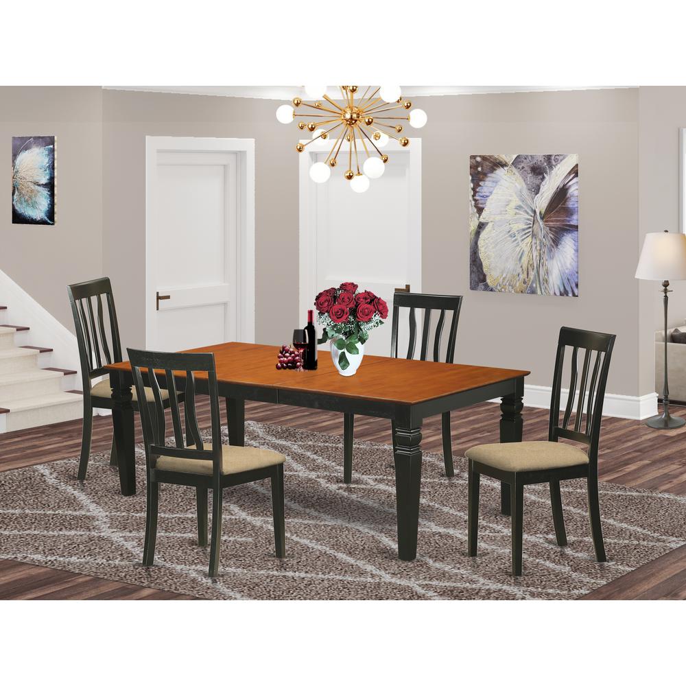 Lgan5-Bch-C 5 Pc Kitchen Table Set With A Dining Table And 4 Kitchen Chairs In Black And Cherry By East West Furniture | Dining Sets | Modishstore - 2