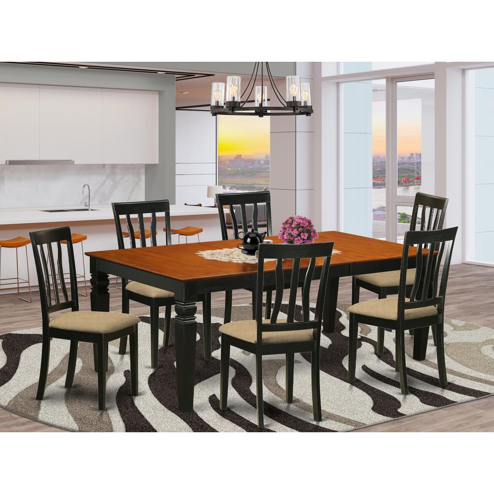 Lgan7-Bch-C 7 Pckitchen Table Set With A Dining Table And 6 Kitchen Chairs In Black And Cherry By East West Furniture | Dining Sets | Modishstore - 2