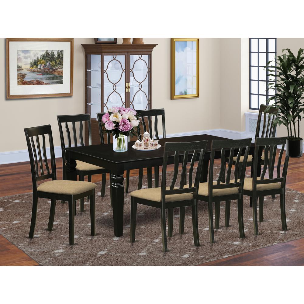 9 Pc Dining Room Set With A Dining Table And 8 Linen Dining Chairs In Black By East West Furniture | Dining Sets | Modishstore - 2