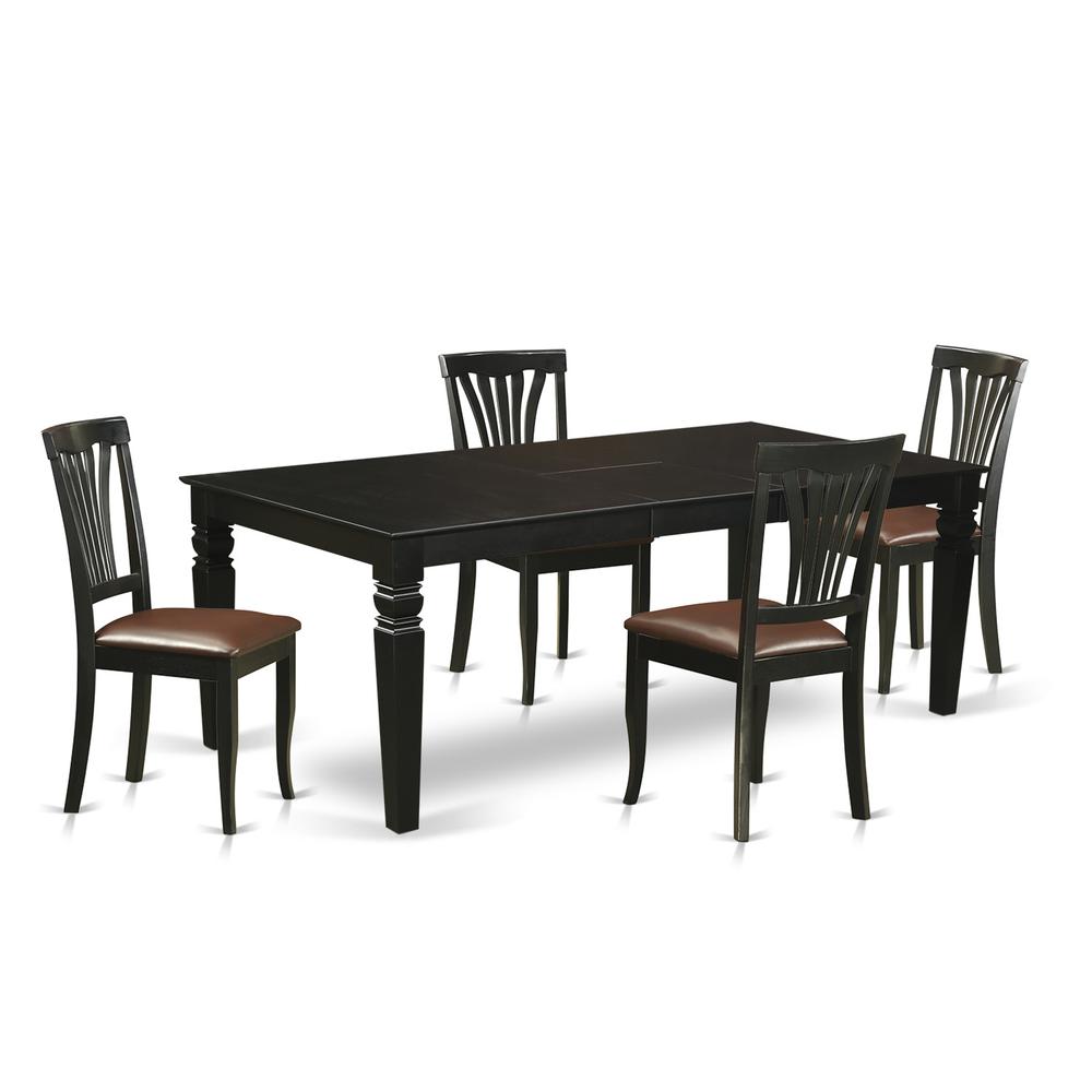 5 Pc Dinette Set With A Kitchen Table And 4 Leather Dining Chairs In Black By East West Furniture | Dining Sets | Modishstore - 2