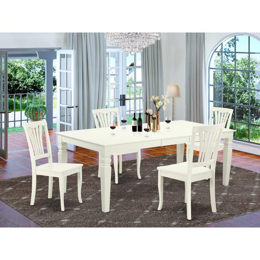 Dining Room Set Linen White LGAV5-LWH-W By East West Furniture | Dining Sets | Modishstore